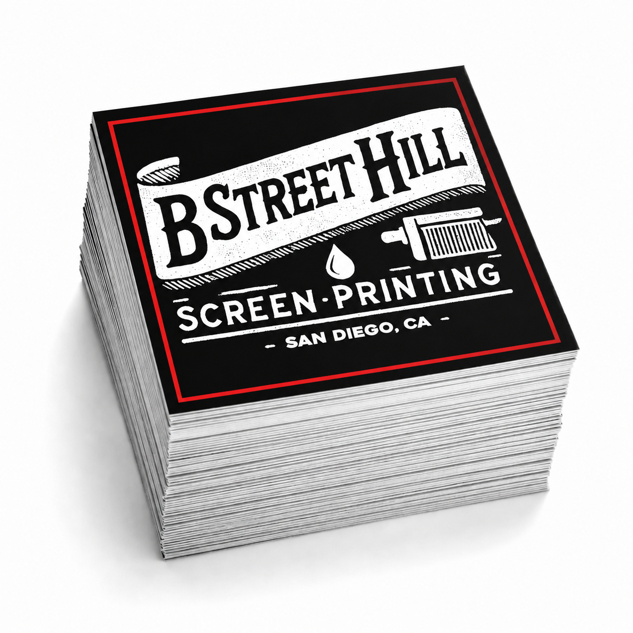 Premium Screen Printed Stickers - Black and Red